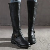 Klassische Kniehohe Stiefel für Damen | Mit Schnallendetails – Schwarz