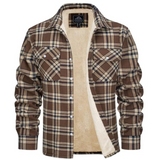 Karierte Jacke mit Fleecefutter - Evans – Khaki