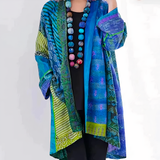 Rozenna – Strickjacke Im Kimono-Stil – Blau