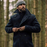 Eleganter herren wintermantel aus wolle - reinold – Schwarz