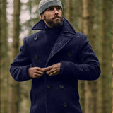 Eleganter herren wintermantel aus wolle - reinold – Marineblau