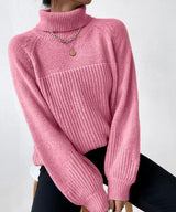 Blaire – warmer Strick-Rollkragenpullover für Damen – Rosa