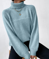Blaire – warmer Strick-Rollkragenpullover für Damen – Blau