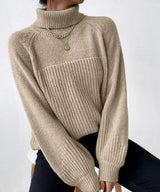 Blaire – warmer Strick-Rollkragenpullover für Damen – Khaki