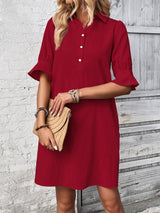 Cameron | Elegantes Rüschenkleid – Rot