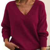 Joelle | Lässiger Pullover mit V-Ausschnitt – Rot
