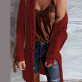 Laetitia – modische strickjacke mit kapuze – Rot