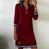Keshara - Schickes Baumwoll Kleid Mit langen Ärmeln – Rot