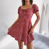 Fleur - Geblümtes Sommer minikleid – Rot