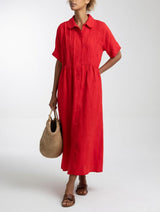 Jorisa - kurzärmeliges Midikleid – Rot