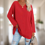 Glamora - Langes, lockeres Hemd – Rot