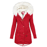 Winterjacke Damen Mit Kapuze | Lang Geschnitten Mit Taschen – Rot