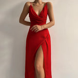 SERENA | Luxuriöses Satin-Maxikleid – Rot