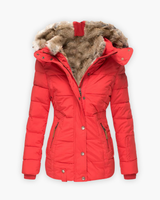 Friederike | Steppjacke mit Fellfutter – Rot