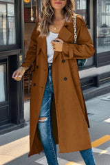 Langer Damen Trenchcoat – Zweireiher, Tailliert & Atmungsaktiv – Elegant – Braun