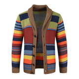 Retro Strickjacke mit Schalkragen für Herren – Multicolor