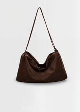 Damen Wildleder Umhängetasche – Vegane Schultertasche Elegant & Kompakt – Kaffee