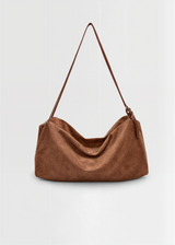 Damen Wildleder Umhängetasche – Vegane Schultertasche Elegant & Kompakt – Braun