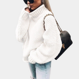 Damen Rollkragen Strickpullover | Warme – Weiß