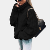 Damen Rollkragen Strickpullover | Warme – Schwarz