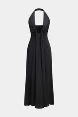 Amelia | Schwarz Elegantes Halterneck-Maxikleid – Zeitlose Abend-Eleganz – Schwarz