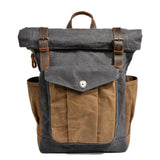 MARSEILLE | Rolltop-Rucksack aus wachsbeschichtetem Segeltuch – Dunkelgrau