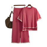 Damen Zweiteiler aus Stretchstoff – Sportlich und Elegant – Für Alltag & Freizeit – Rosa Rot