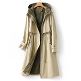 Wasserdichter Trenchcoat mit Kapuze für Damen | Langarm – Beige