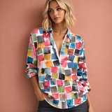Elegante Damenbluse mit Blumenprint und Knopfverschluss | Carlijn – Rosa