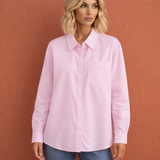 Gestreifte oversized Bluse für Damen mit klassischem Kragen und lockerer Passform | Nienke – Rosa