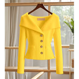 Barbora | Mühelos schicker Frühling- und Herbst-Cardigan – Gelb