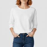 Rundhals-Shirt Mit Dreiviertelärmeln - Lucienne – Weiß