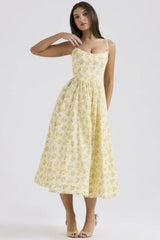 Abilene – Elegantes Midikleid aus Leinen – Gelb