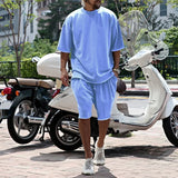Draxen™-Set aus Premium-Strick mit Oversize-Passform und Streetwear-Style – Himmelblau