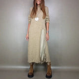Valérie™ Set mit Langem Satin-Kleid und Feinstrick-Pullover / Zeitlose Eleganz in Jedem Detail! – Khaki