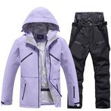 Unisex Winter Skianzug | Zweiteiliges Set – Lila / Schwarz