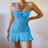 Floriva™ – Elegantes Camisole Sommerkleid mit Blumenmuster – Blau