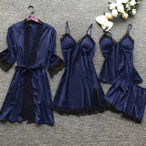 Luna - Nachtwäsche Set mit Spitze – Marineblau