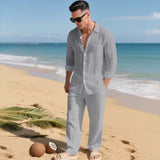 Malibu-Set™ aus Baumwoll-Leinen mit Raffiniertem Design – Grau