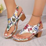 Blumige Damen Sandalen mit Mittlerem Absatz – Elegantes Design für Frühling und Sommer – Bunt mit Blumen
