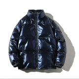 Armand - wattierte warme puffer-winterjacke für herren – Blauer Stehkragen