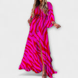 Isla - Stilvolles Buntes Kleid – Pink/Rot