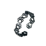 Verstellbarer Edelstahl-Pfotentattoo-Ring – Stilvoller Schmuck für Tierliebhaber – Mitternachtsschwarz