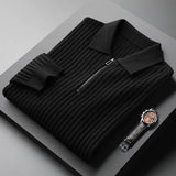 Hochwertiger herrenpullover mit polokragen – weich und bequem – Schwarz