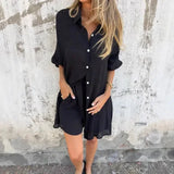 Nora | Lässiges Set aus schlichter Bluse und Shorts – Schwarz