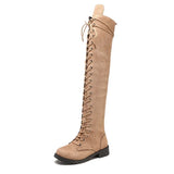 Damen Stilvoll Overknee-Stiefel | Schnüren – Khaki