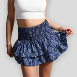 Livia-Blumige Rüschenshort für Frauen – Dunkelblau
