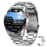 Smartwatch Für Männer Mit ECG+PPG, Bluetooth-Anruf, Sport- und Gesundheitsüberwachung, IP67 Wasserdicht – Stahlband silber