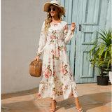 Sara | Bohemian Maxi Dress – Elfenbein Weiß