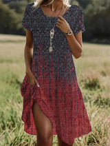 Giovana – Elegantes Midi-Kleid Mit Kurzen Ärmeln – Grau